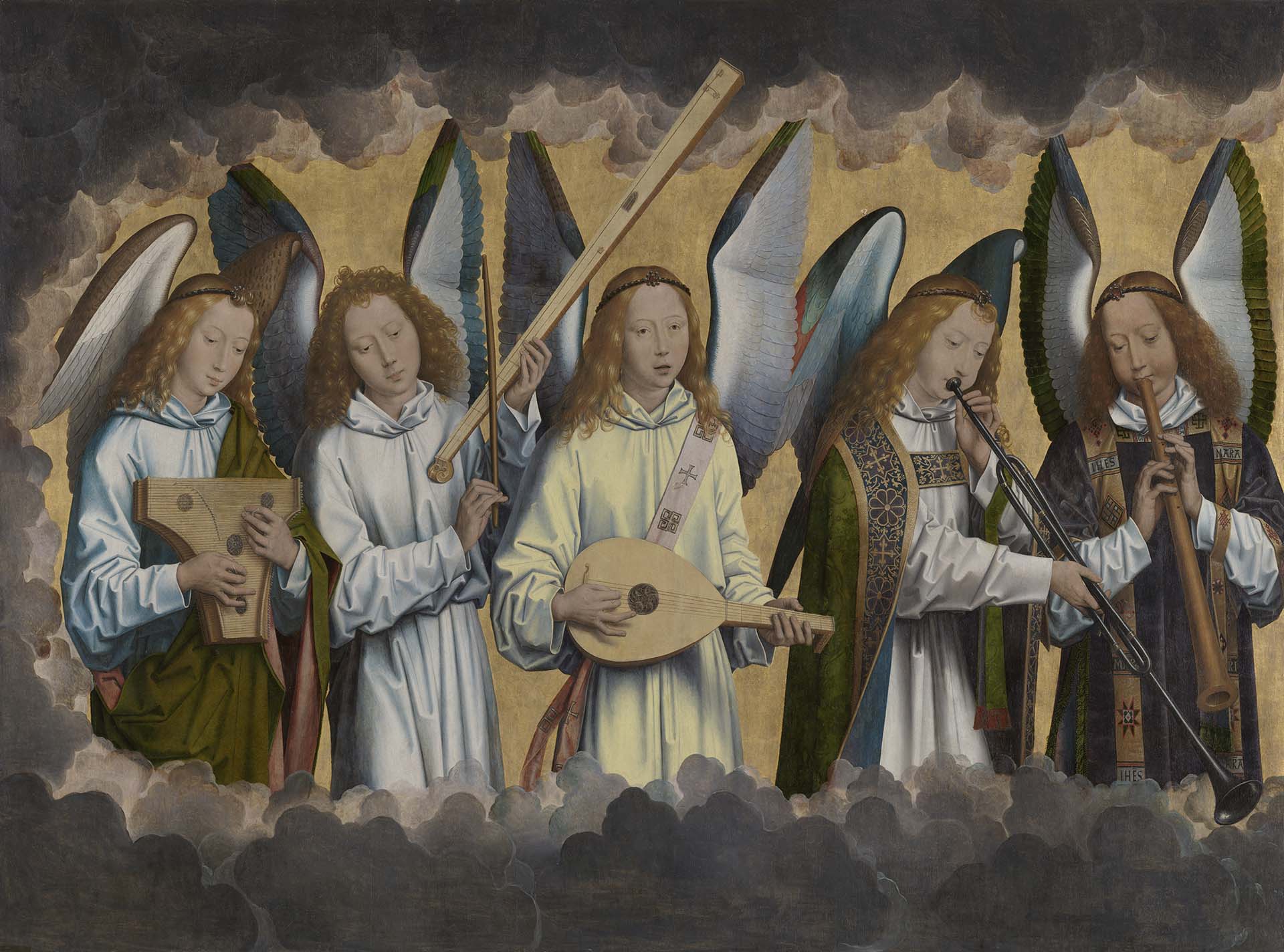 „Gottvater mit singenden und musizierenden Engeln“ von Hans Memling